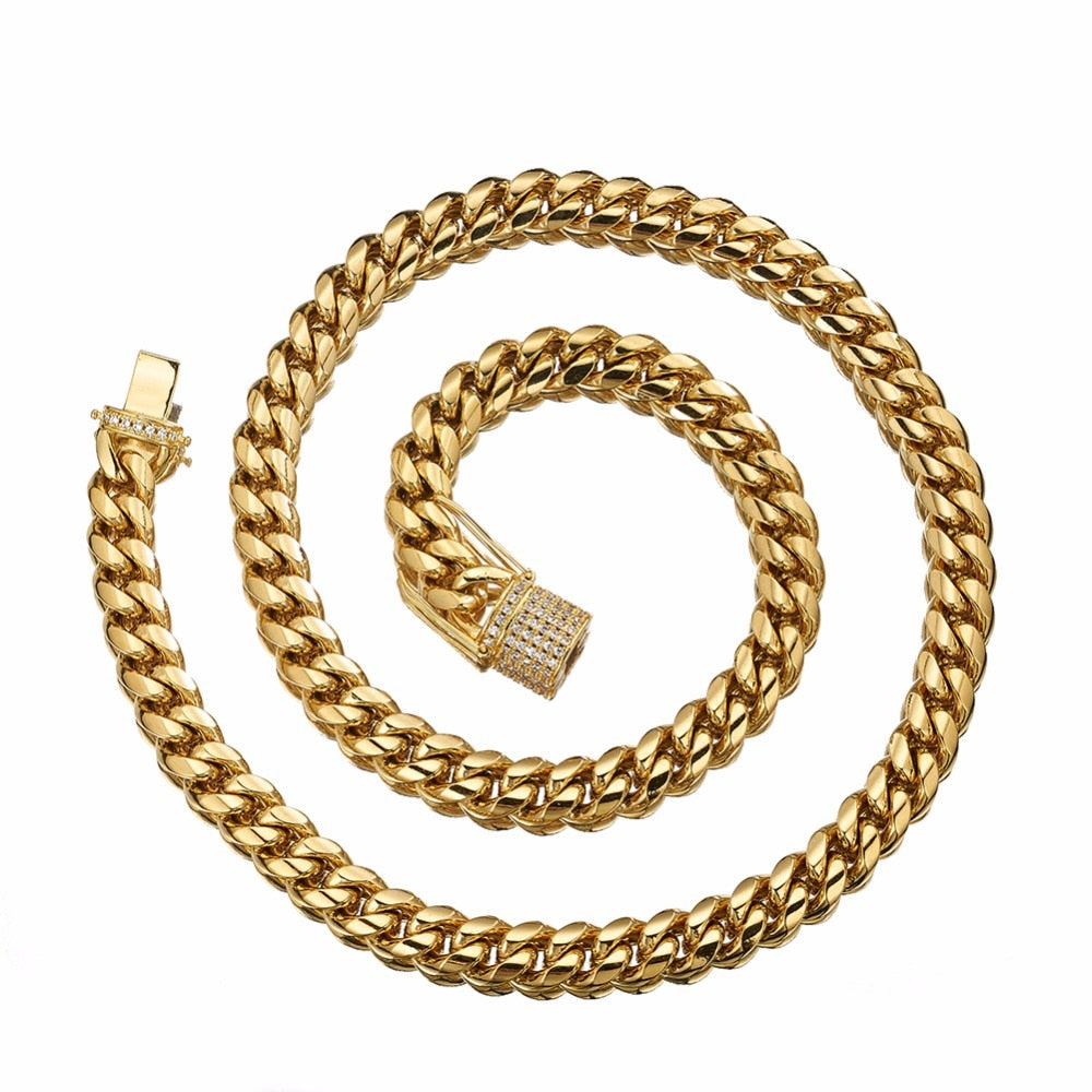 Gold Tone Miami Cuban Curb Link Necklace {Gold}
