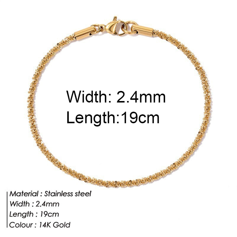 Stainless Bracelet Steel Twist Cuban Women {Gold}