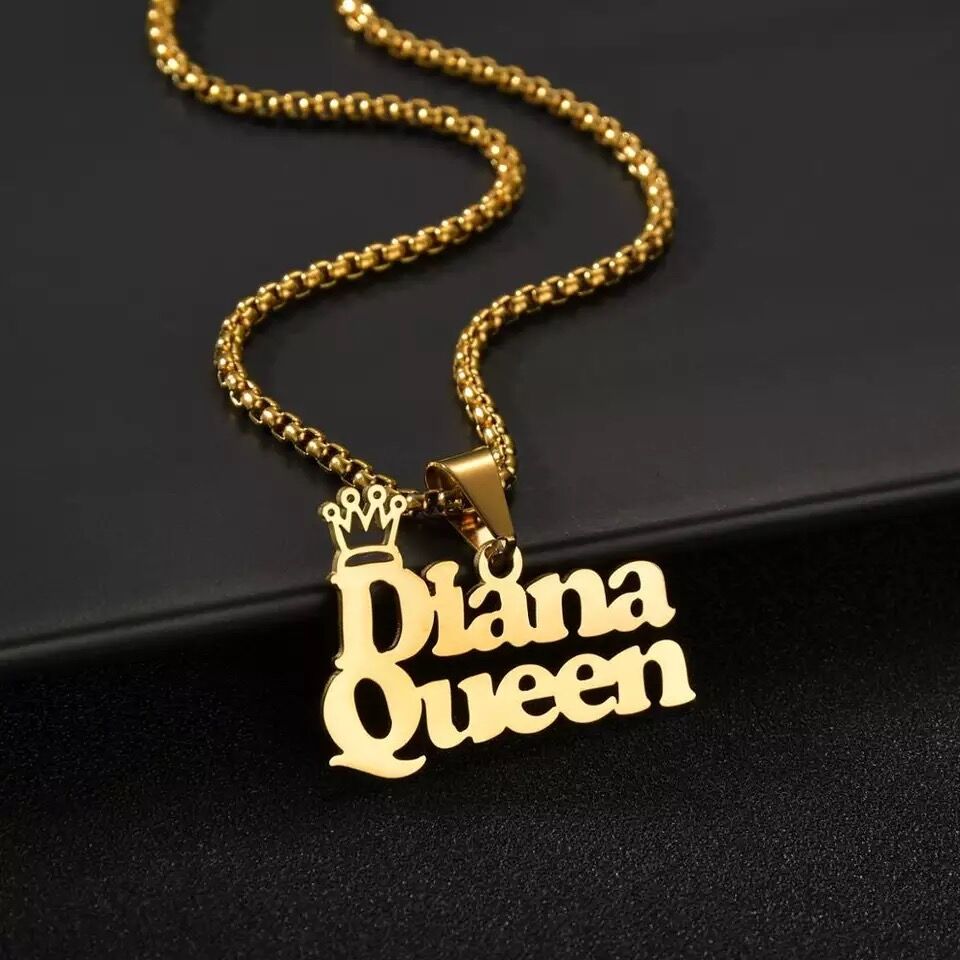 {Customized} Fashion Stainless Steel Name Necklace {Gold}