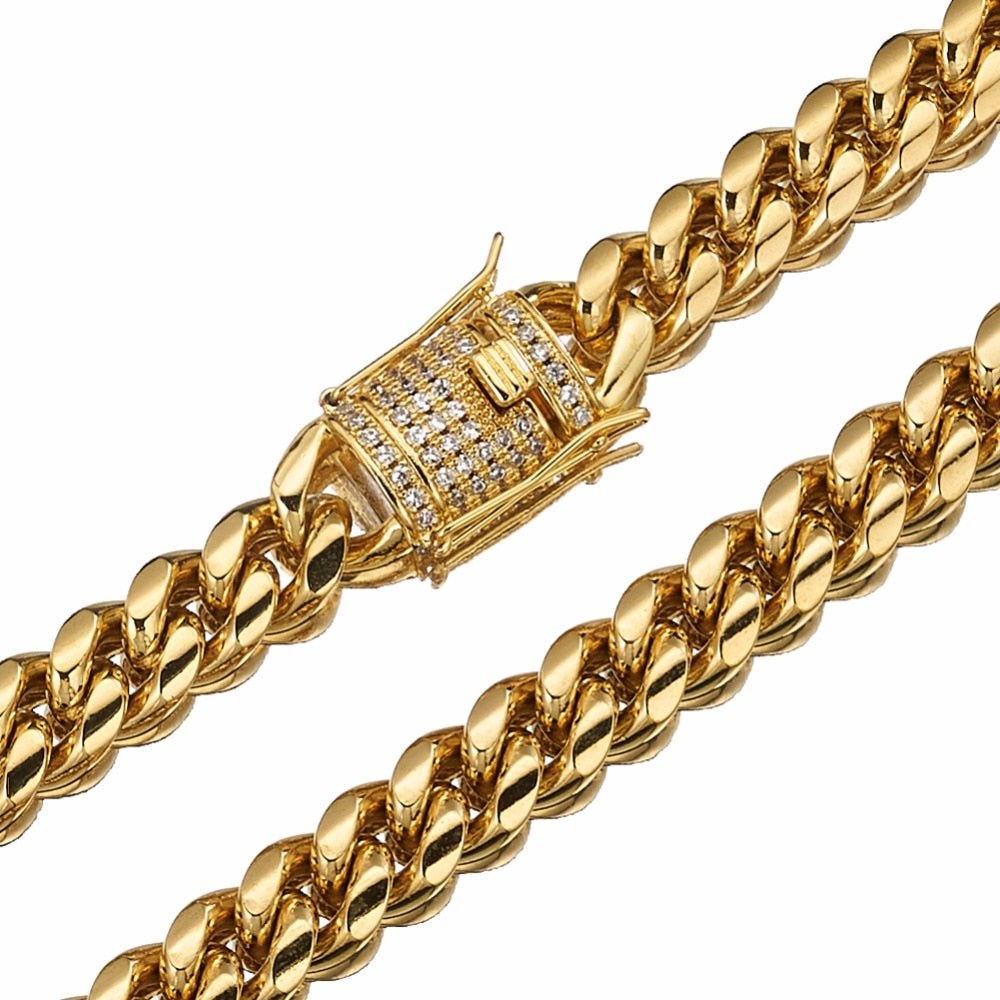 Gold Tone Miami Cuban Curb Link Necklace {Gold}