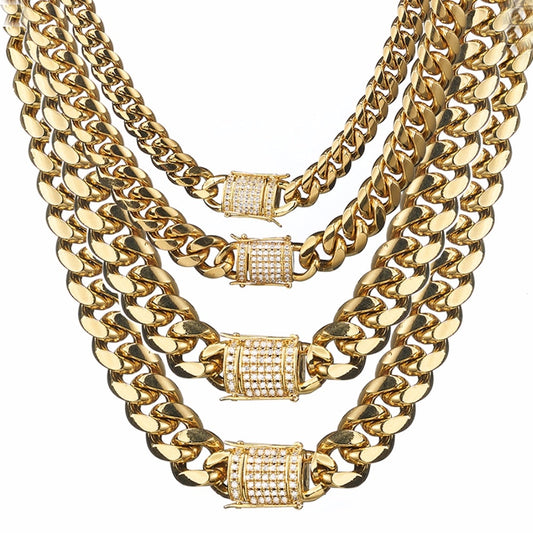 Gold Tone Miami Cuban Curb Link Necklace {Gold}