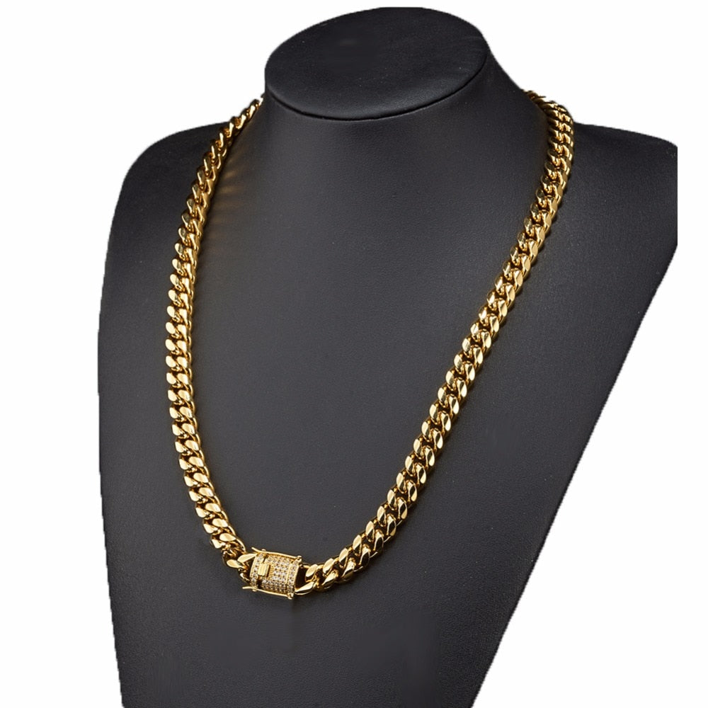 Gold Tone Miami Cuban Curb Link Necklace {Gold}
