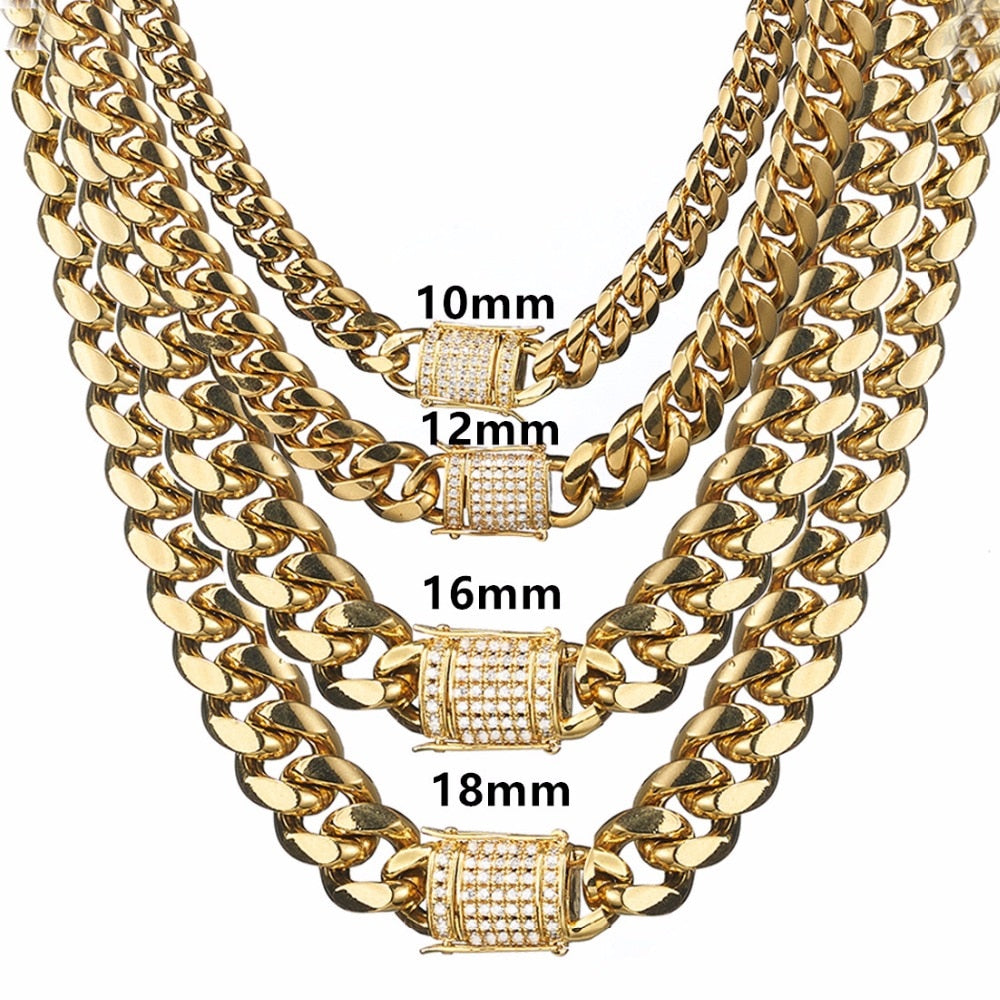 Gold Tone Miami Cuban Curb Link Necklace {Gold}