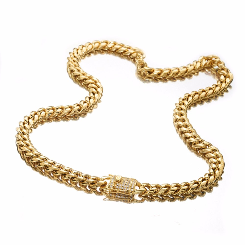 Gold Tone Miami Cuban Curb Link Necklace {Gold}
