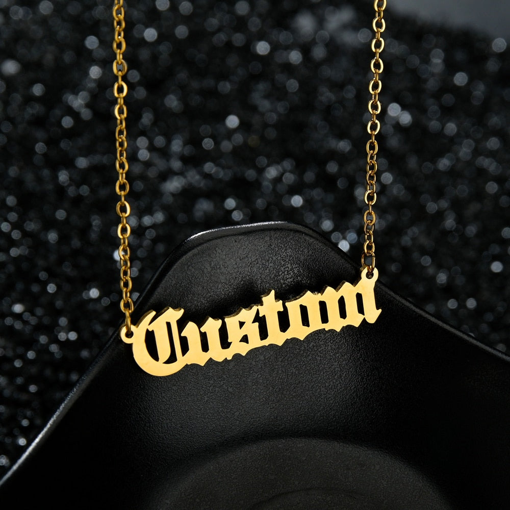 {Customized} Fashion Stainless Steel Name Necklace {Gold}