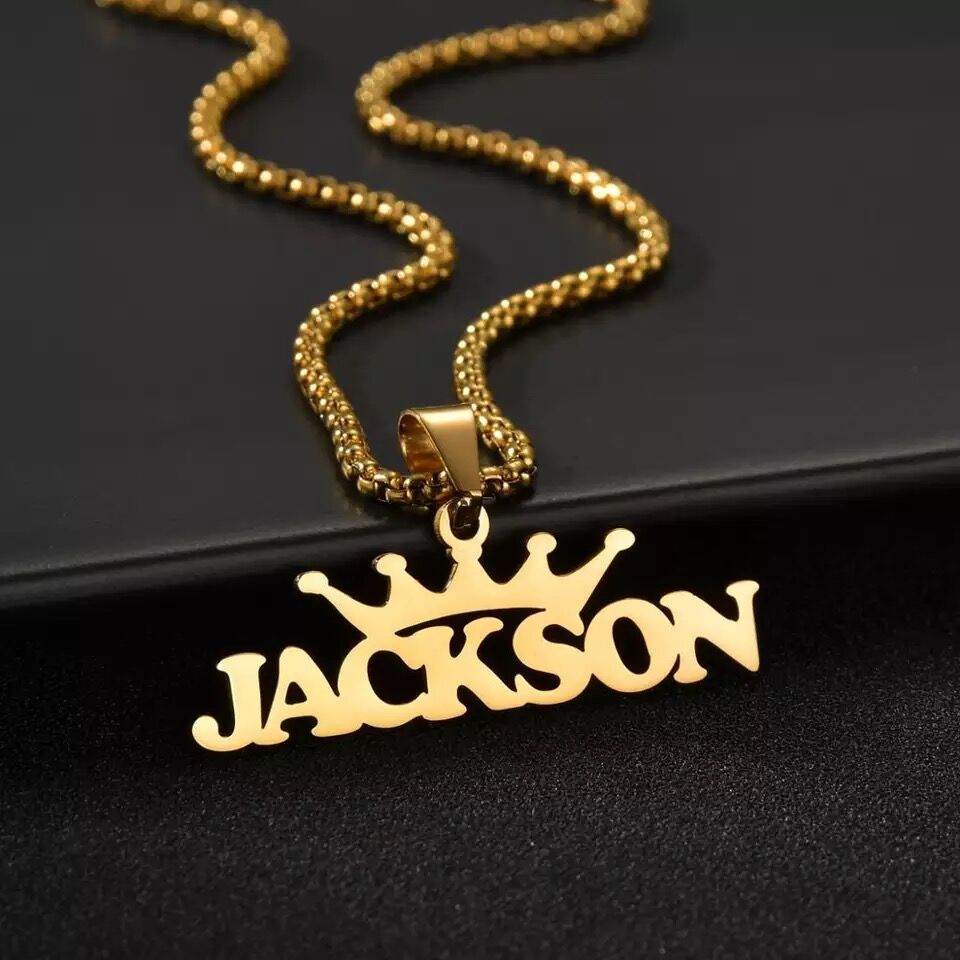 {Customized} Fashion Stainless Steel Name Necklace {Gold}
