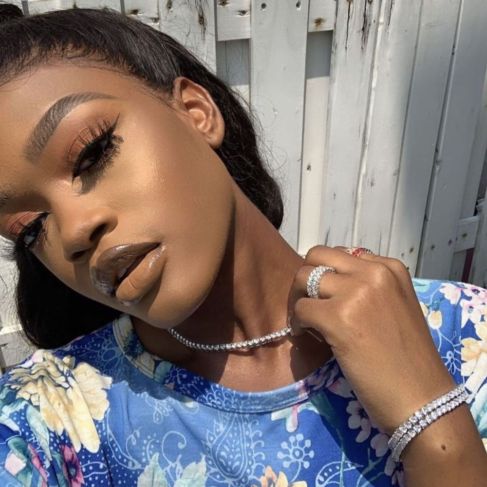 Rhinestone hip hop Necklace {Silver}