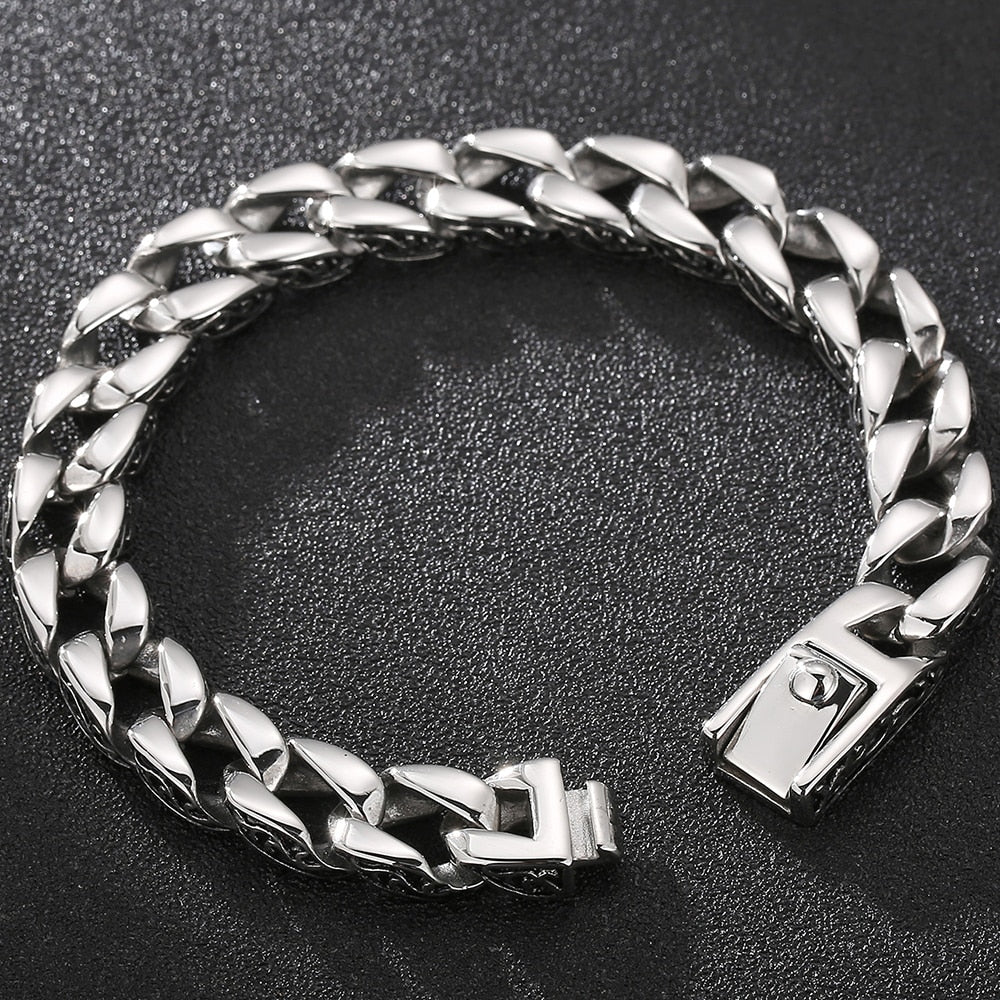 Man Bracelet Homme Stainless Steel Curb {silver}