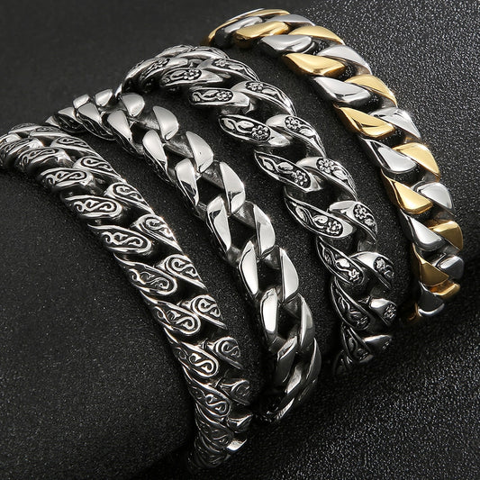 Man Bracelet Homme Stainless Steel Curb {silver}
