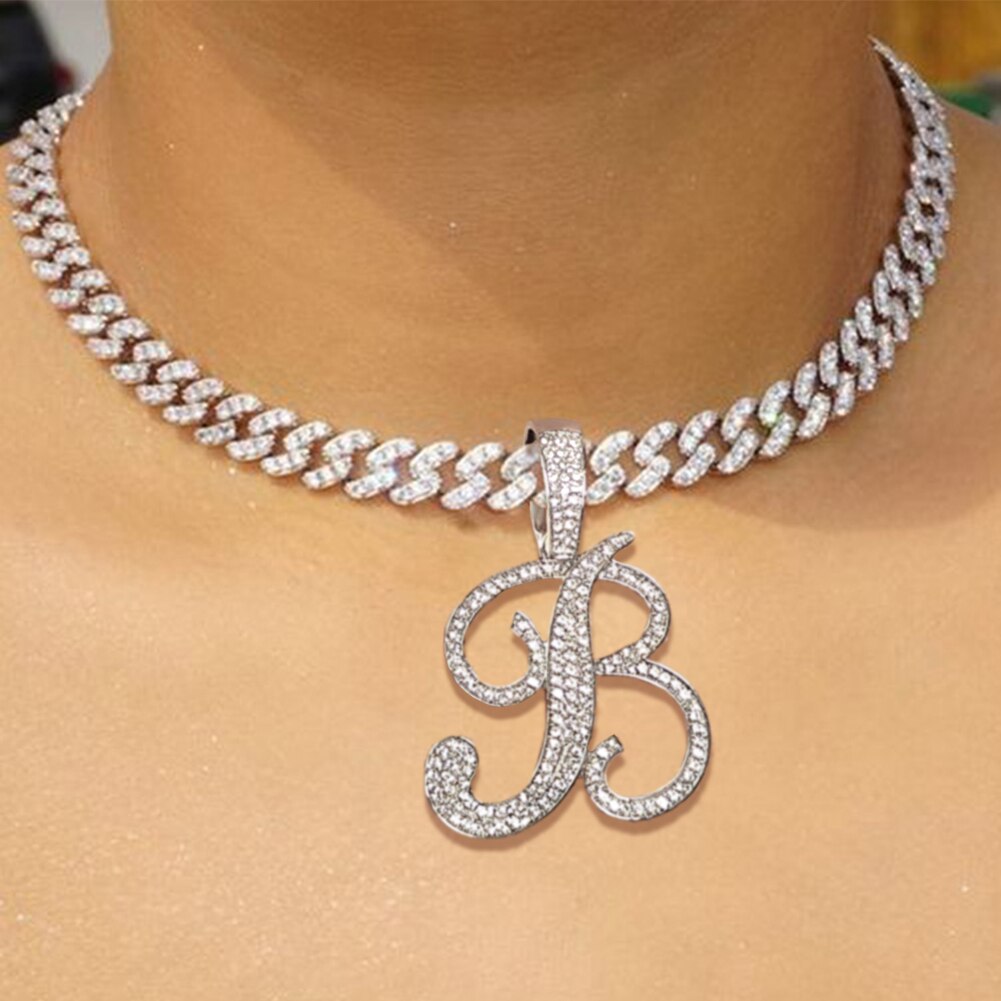 Crystal Cursive Iced Out Rhinestones 26 Initials