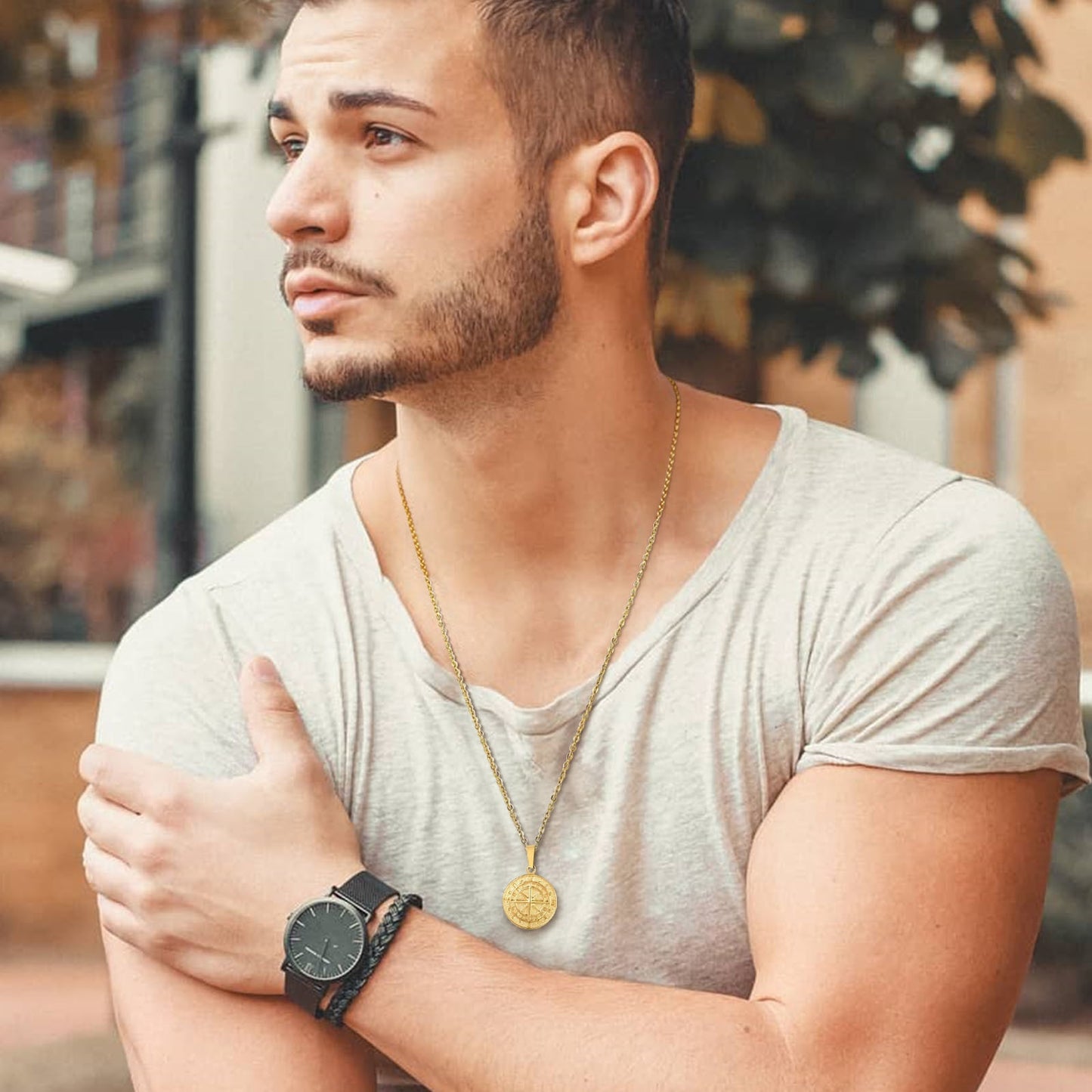 Vnox Layered Necklaces for Men {Silver} {Gold}