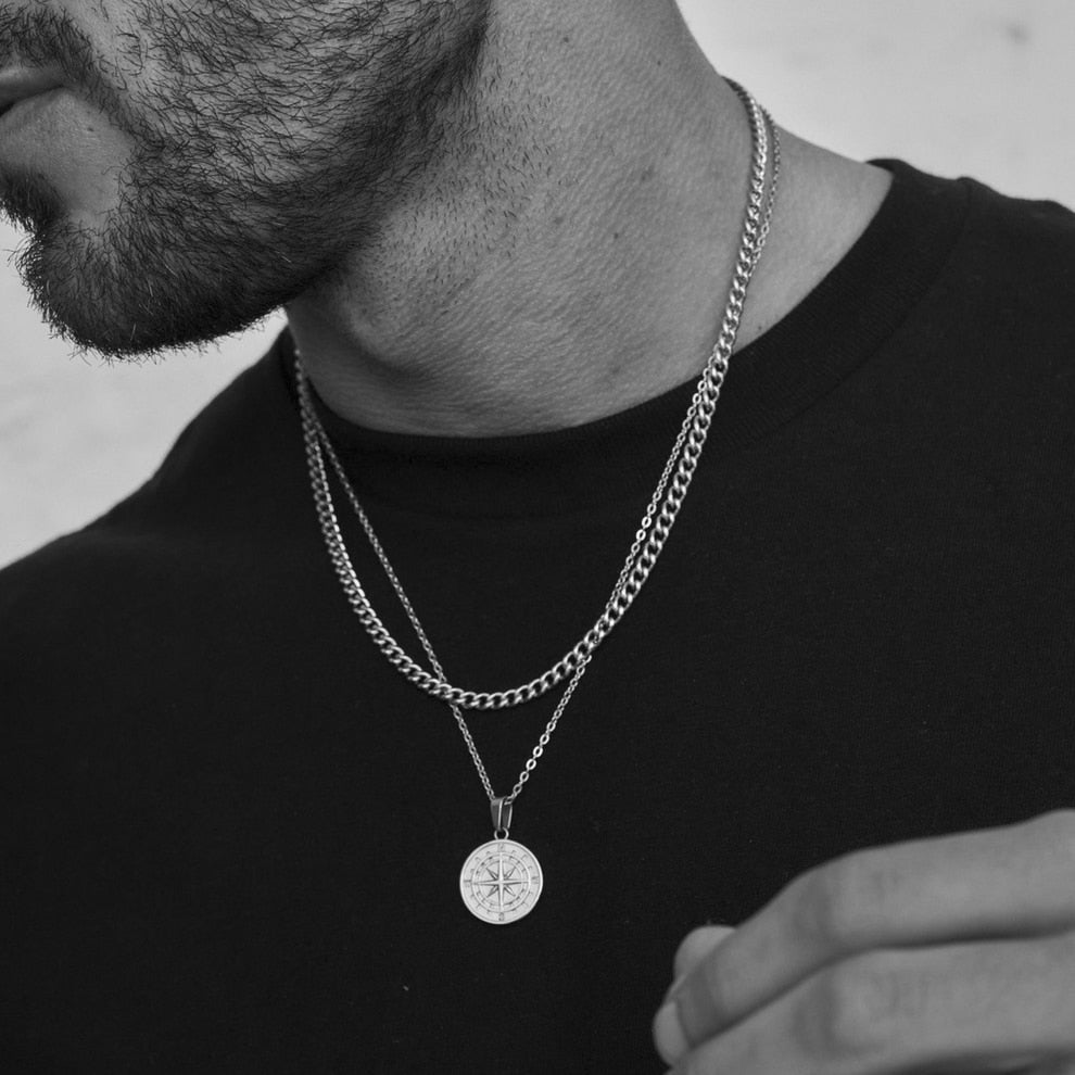 Vnox Layered Necklaces for Men {Silver} {Gold}