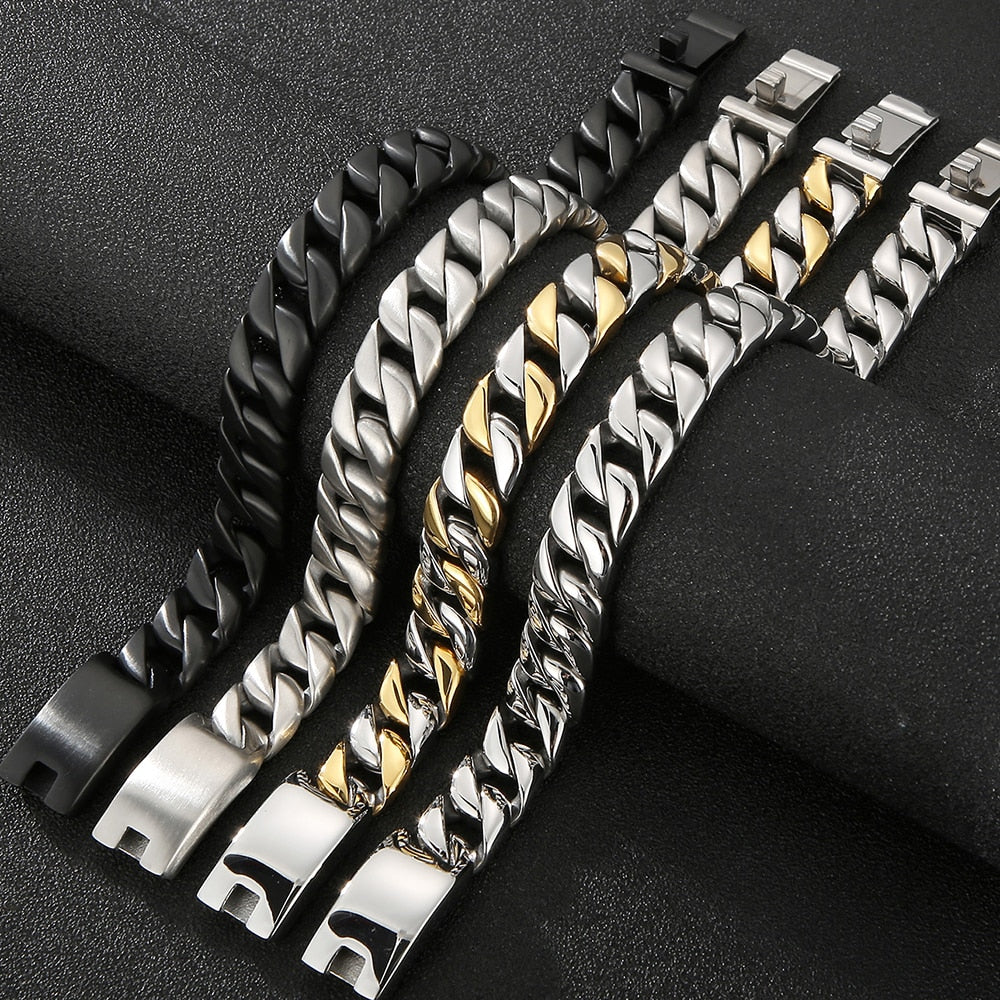 Man Bracelet Homme Stainless Steel Curb {silver}