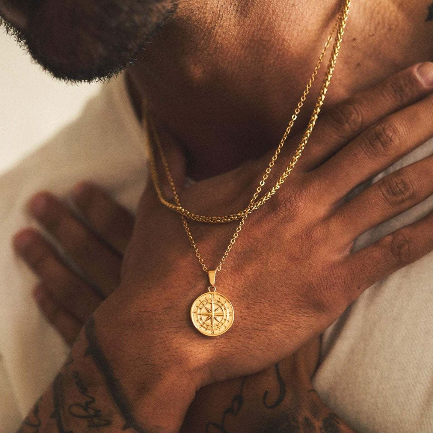 Vnox Layered Necklaces for Men {Silver} {Gold}