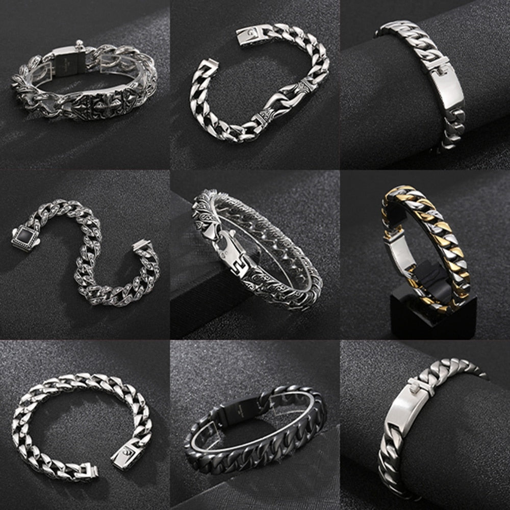 Man Bracelet Homme Stainless Steel Curb {silver}