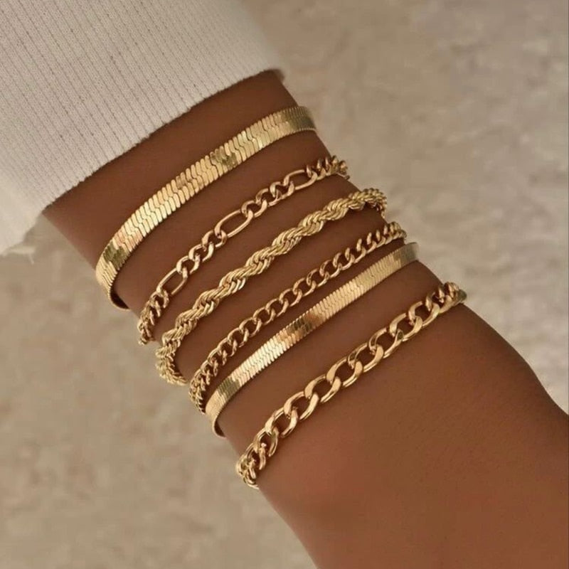 Stainless Bracelet Steel Twist Cuban Women {Gold}