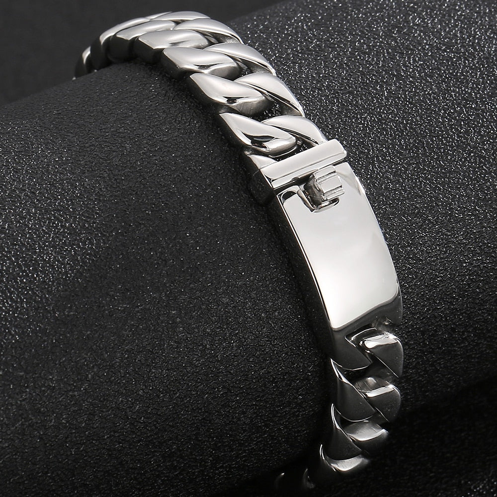 Man Bracelet Homme Stainless Steel Curb {silver}