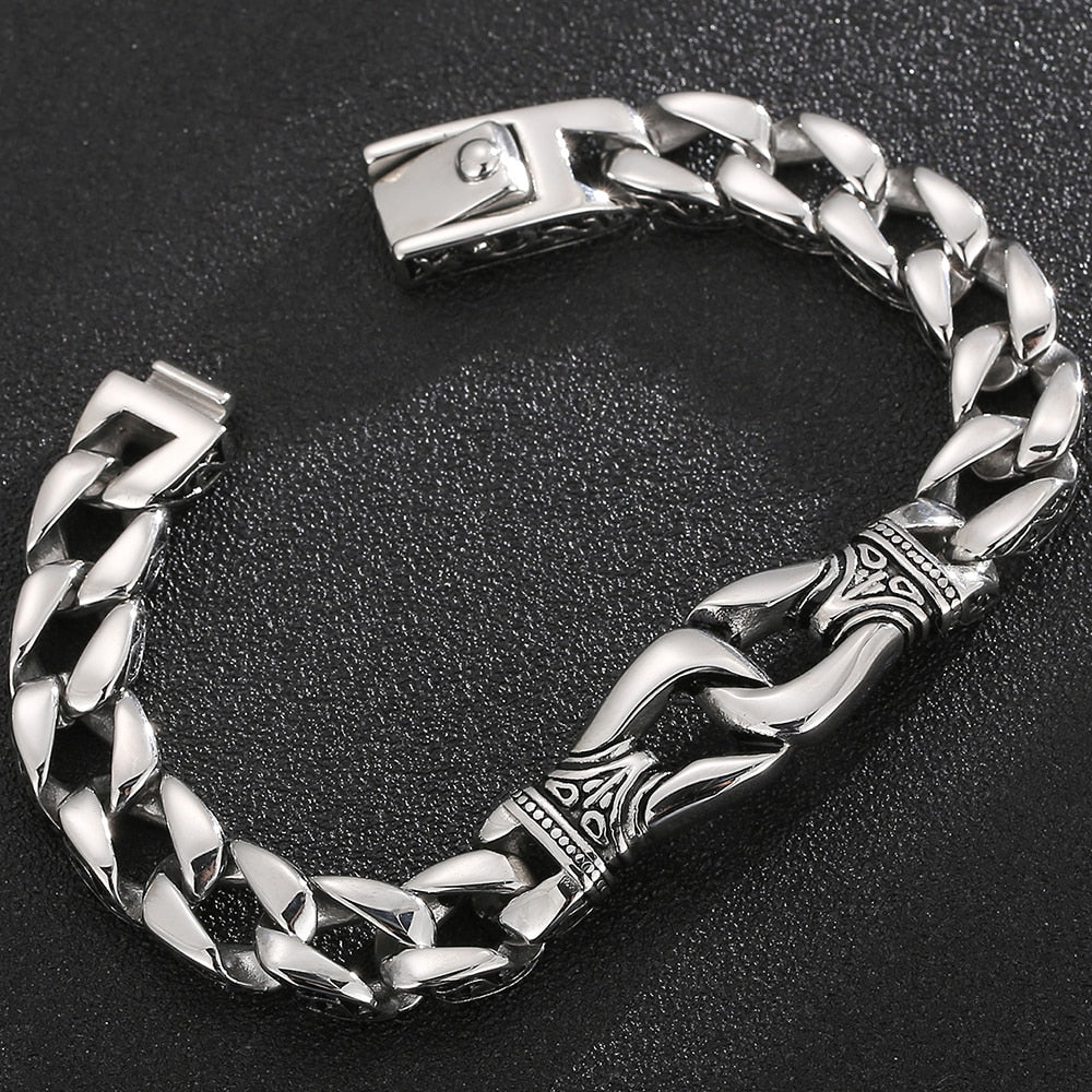 Man Bracelet Homme Stainless Steel Curb {silver}