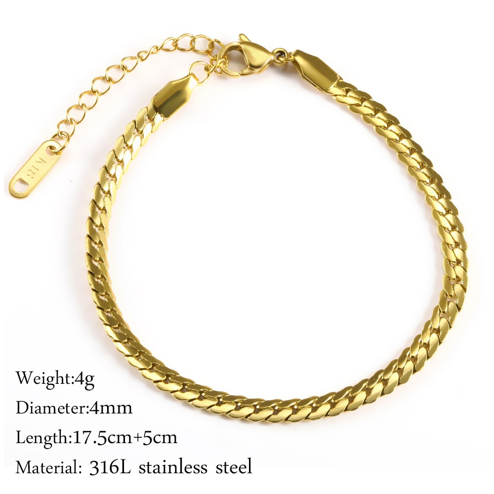Stainless Bracelet Steel Twist Cuban Women {Gold}