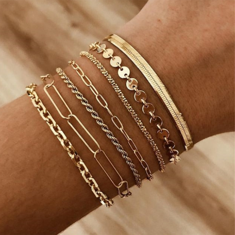 Stainless Bracelet Steel Twist Cuban Women {Gold}