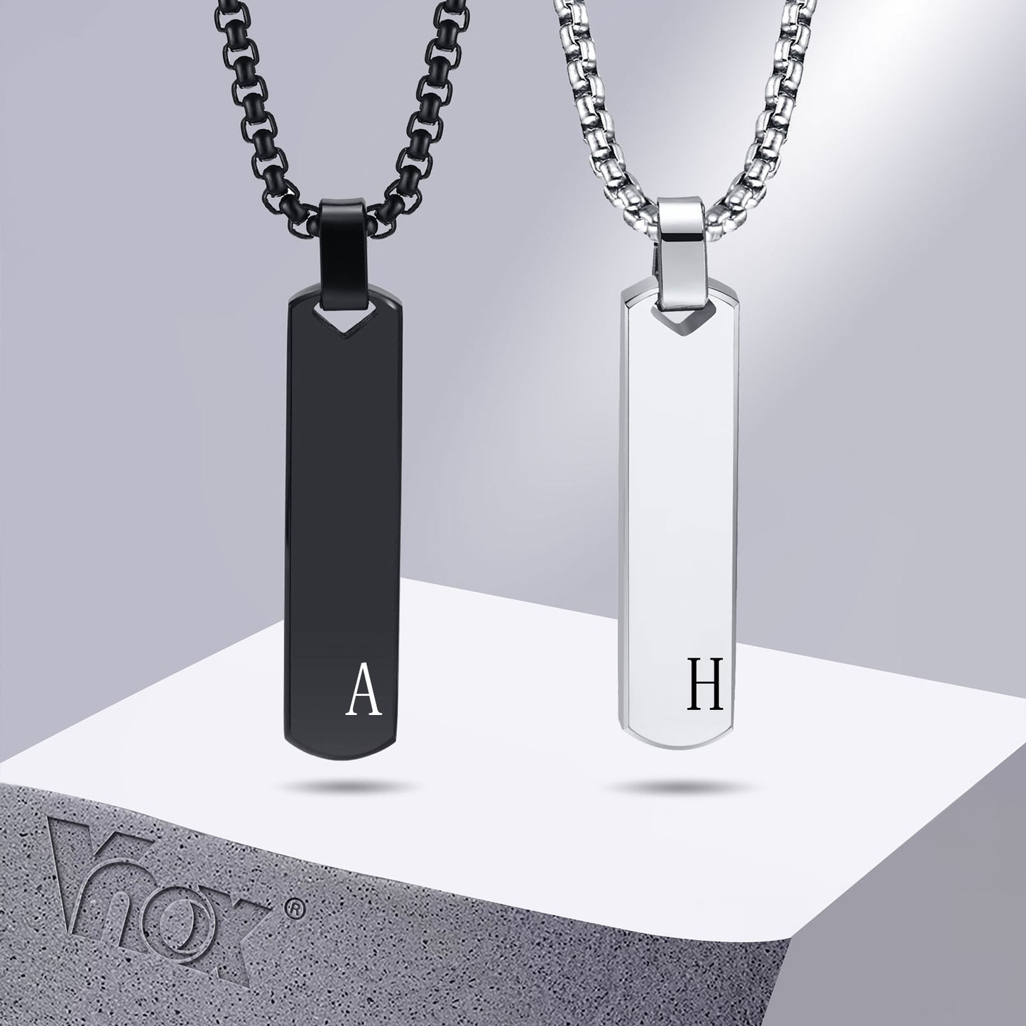 Vnox Initial Bar Necklace for Ment with A-Z Letters