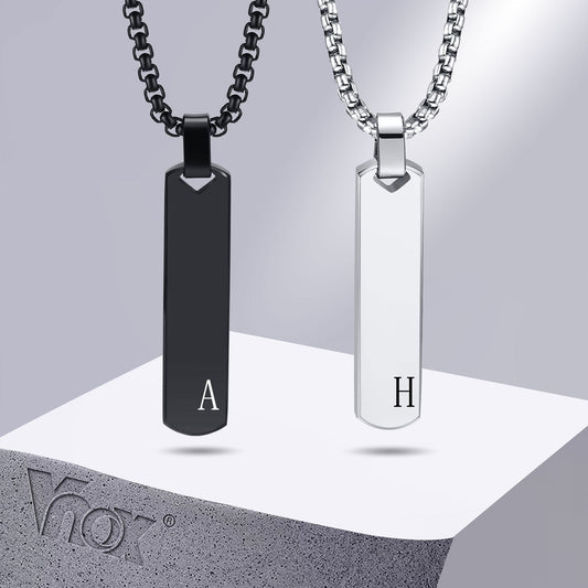 Vnox Initial Bar Necklace for Ment with A-Z Letters