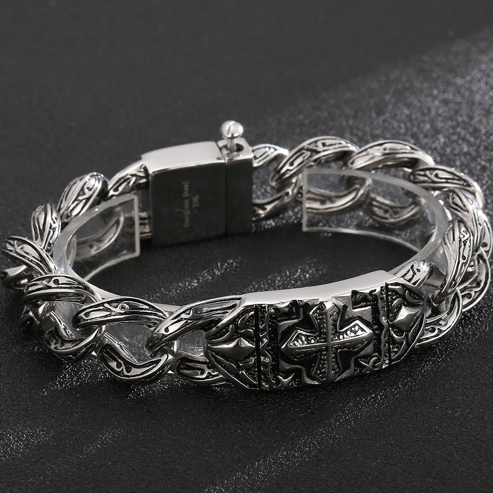 Man Bracelet Homme Stainless Steel Curb {silver}