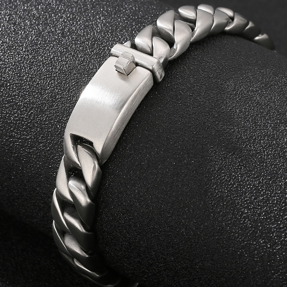Man Bracelet Homme Stainless Steel Curb {silver}