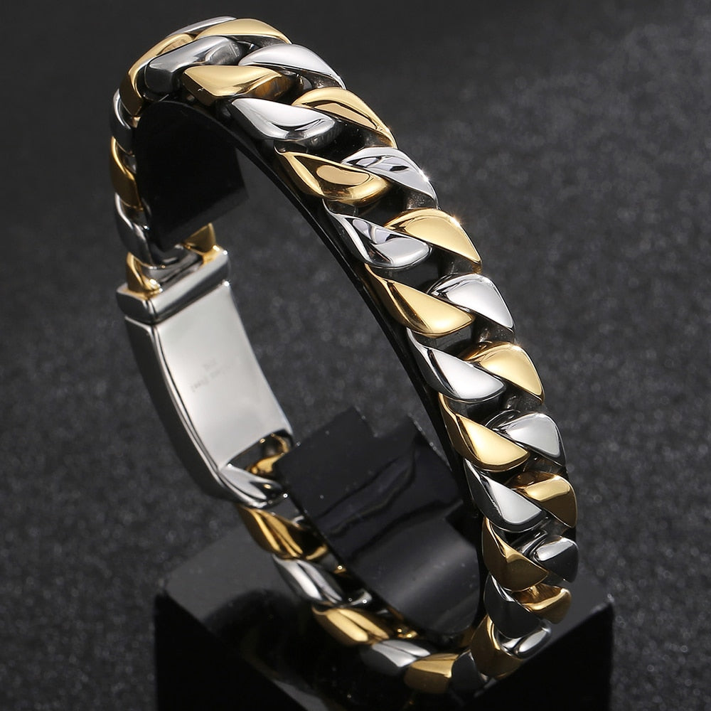 Man Bracelet Homme Stainless Steel Curb {silver}