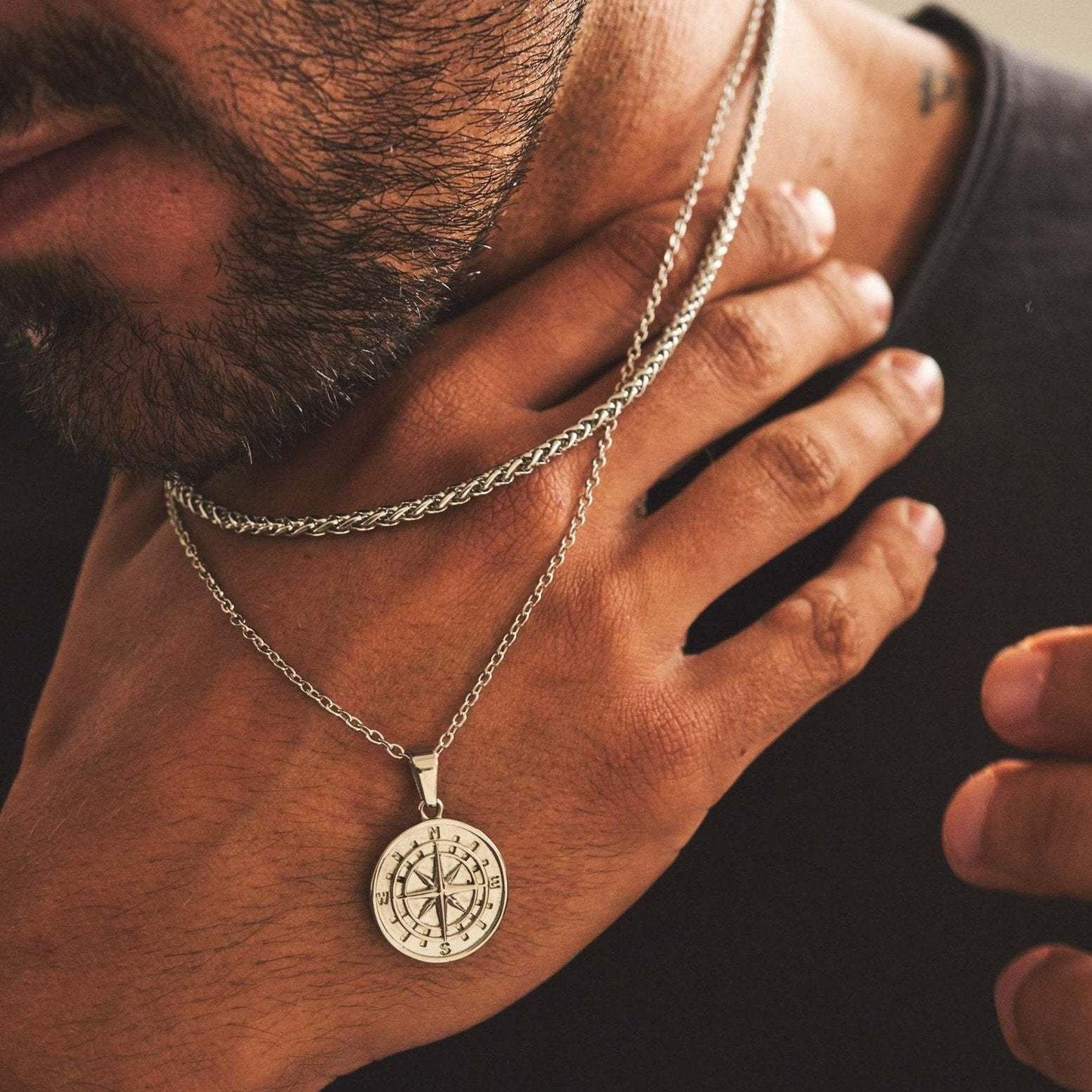Vnox Layered Necklaces for Men {Silver} {Gold}