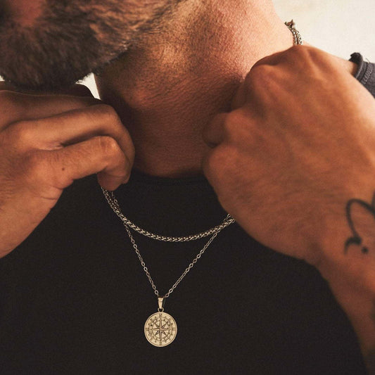 Vnox Layered Necklaces for Men {Silver} {Gold}