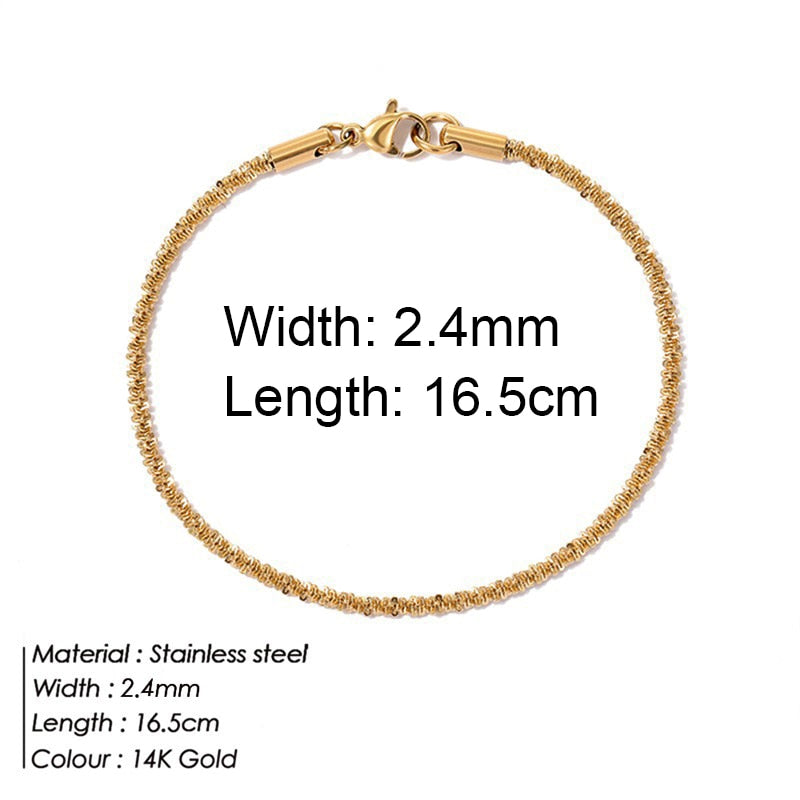 Stainless Bracelet Steel Twist Cuban Women {Gold}