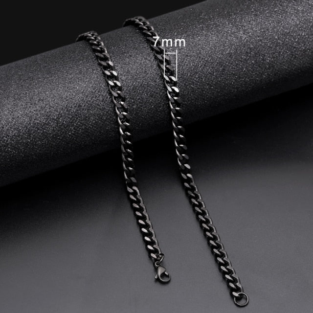 Cuban Link Chain Necklace {Black}